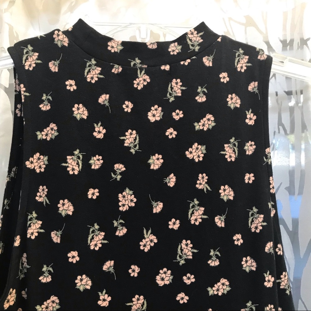 Vans black pink floral print high neck fit & flare skater tank dress - Picture 7 of 8